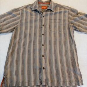 Tommy Bahama Blue and Gray Striped Shirt